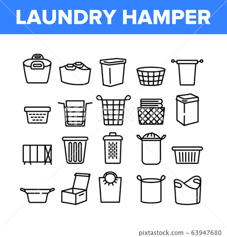 Laundry Hamper Basket Collection Icons Set Vector 63947680