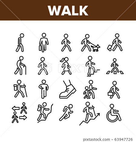 Walk People Motion Collection Icons Set Vector 63947726