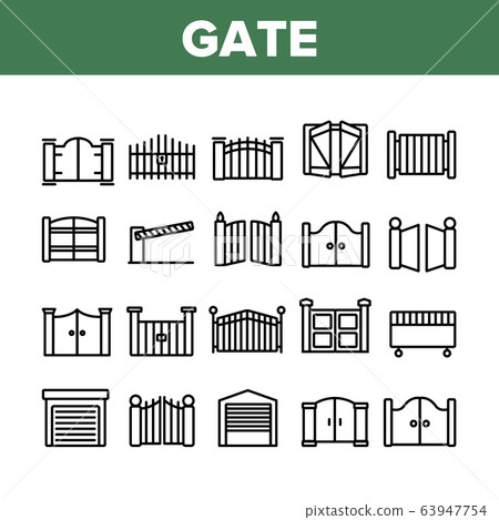 Gate Entrance Tool Collection Icons Set Vector 63947754