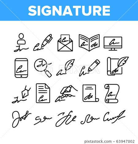 Signature Signing Collection Icons Set Vector Signature Signing Collection Icons Set Vector 63947802