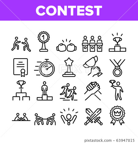 Contest Sport Activity Collection Icons Set Vector 63947815