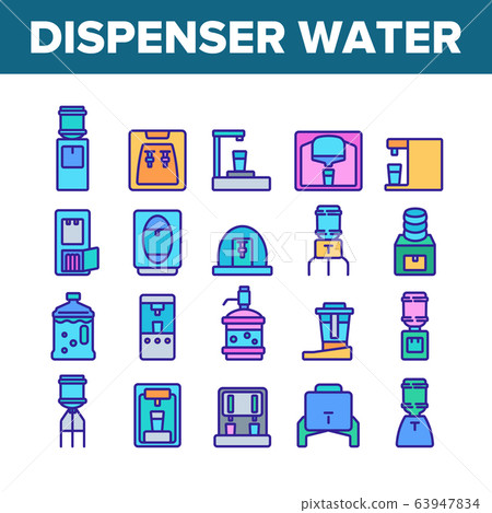 Dispenser Water Tool Collection Icons Set Vector - Stock Illustration ...