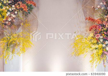 Awesome Wedding floral backdrops in marriage ceremony,Lover and Valentine, colorful and happiness,flower mockup display on the stage, organizer and designer for service groom and bride,wedding concept Awesome Wedding floral backdrops in marriage ceremony,Lover and Valentine, colorful and happiness,flower mockup display on the stage, organizer and designer for service groom and bride,wedding concept 63948090