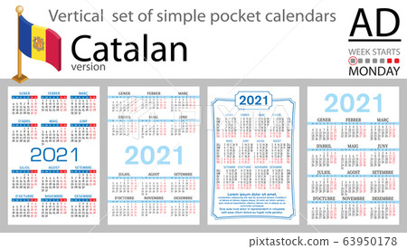 Catalan vertical pocket calendar for 2021 - Stock Illustration