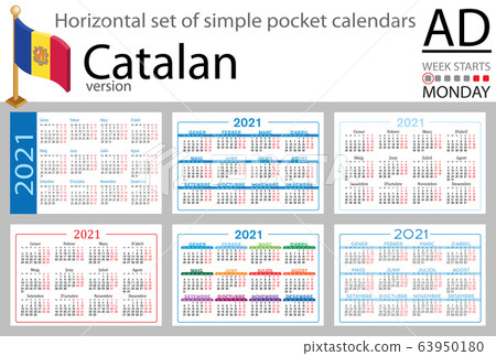 Catalan horizontal pocket calendar for 2021 - Stock Illustration