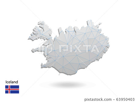 Vector map of iceland with trendy triangles design 63950403