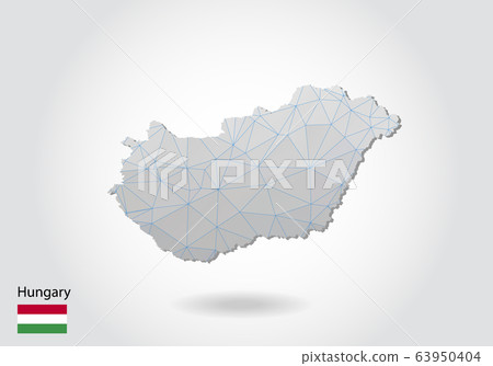 Vector map of hungary with trendy triangles design 63950404