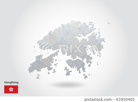 Vector map of hong Kong with trendy triangles Vector map of hong Kong with trendy triangles 63950405