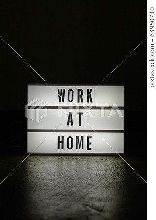 The cinema Lightbox work at home word for protect coronavirus content. The cinema Lightbox work at home word for protect coronavirus content. 63950710