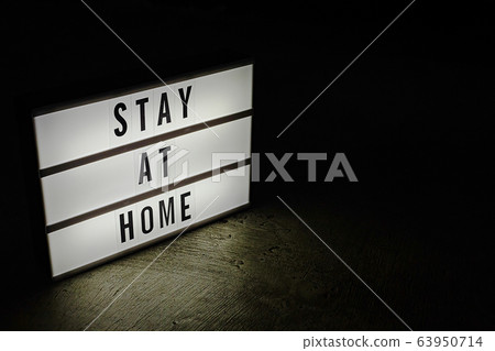 The cinema Lightbox  stay at home word for protect coronavirus content. 63950714