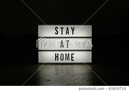 The cinema Lightbox stay at home word for protect coronavirus content. The cinema Lightbox stay at home word for protect coronavirus content. 63950718