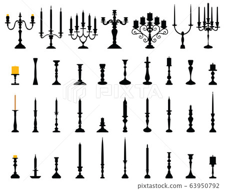 Black silhouettes of candlesticks on a white background Black silhouettes of candlesticks on a white background 63950792