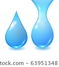 Set vector blue extended water drops isolated on 63951348
