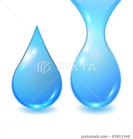Set vector blue extended water drops isolated on - Stock Illustration ...