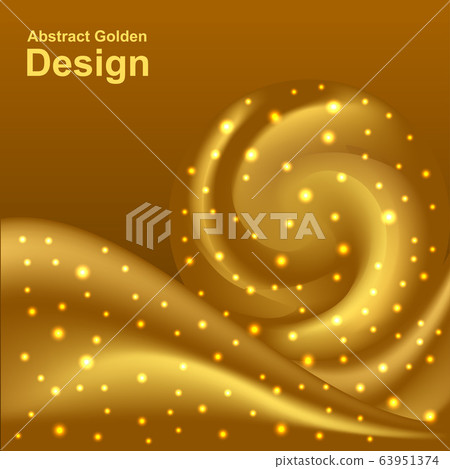 Gold glowing waves, dynamic spiral swirl with light glow effect and shiny sparkles. Luxurious golden abstract background for your design. Vector illustration Gold glowing waves, dynamic spiral swirl with light glow effect and shiny sparkles. Luxurious golden abstract background for your design. Vector illustration 63951374