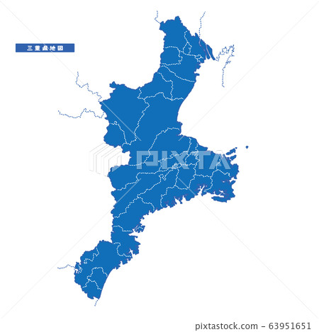 Mie Prefecture Map Simple Blue Municipalities 63951651