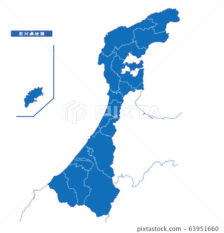 石川縣地圖簡單藍色 石川縣地圖簡單藍色 63951660