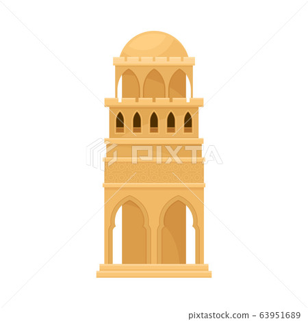Arabic Building with Rounded Roof and Pointed Arches with Geometric Ornament Vector Illustration Arabic Building with Rounded Roof and Pointed Arches with Geometric Ornament Vector Illustration 63951689