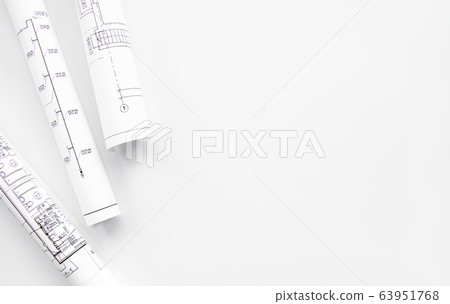 Architect workplace top view 63951768
