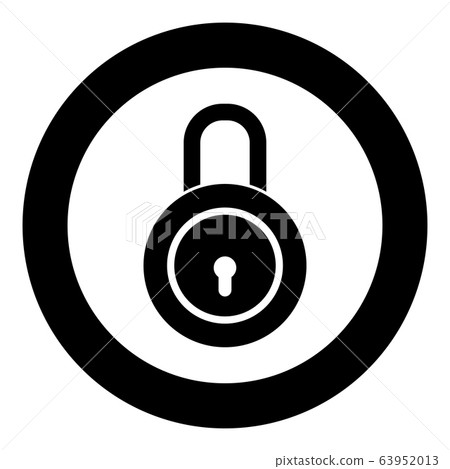 Lock Padlock icon in circle round black color - Stock Illustration ...