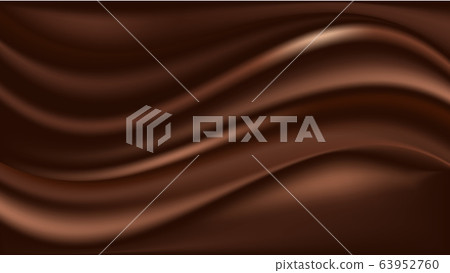 Chocolate wavy swirl background. Abstract satin chocolate waves, brown color flow. Vector illustration 63952760