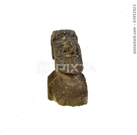 Twisted moai statue isolated on white background Twisted moai statue isolated on white background 63952923