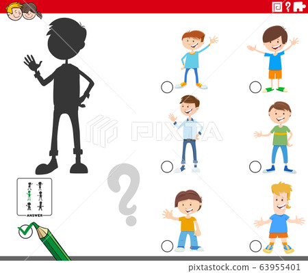 shadows game with cartoon boy characters 63955401