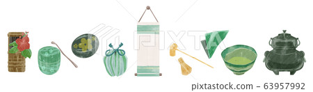 Tea ceremony set image illustration Tea ceremony set image illustration 63957992