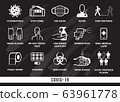 Covid-19. Set of icons on the theme of coronavirus. Stay home, my hands more often, new toilet paper, bacteria, avoid contact, use gloves. 63961778