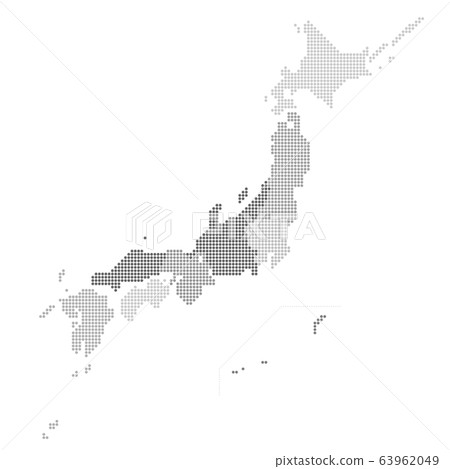 Map of Japan, dot map, by region, by prefecture, Northern Territories (eps has layers for each prefecture) 63962049