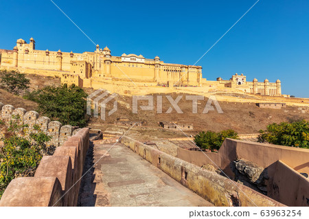 Famous Amber Fort in India, Jaipur, view from the Famous Amber Fort in India, Jaipur, view from the 63963254