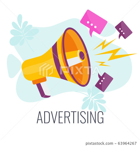 Advertising, marketing business concept. Megaphone sends messages. Advertising, marketing business concept. Megaphone sends messages. 63964267