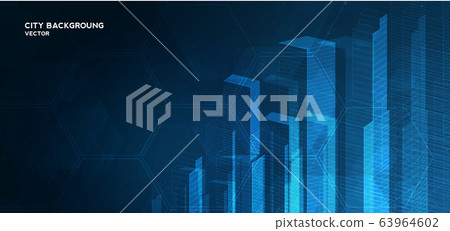 City background architectural with drawings of modern for use web, magazine or poster vector design. 63964602