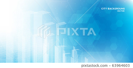 City background architectural with drawings of modern for use web, magazine or poster vector design. 63964603