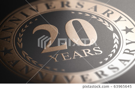 20th anniversary, golden stamp over black - Stock Illustration ...