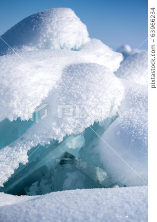 Baikal lake by winter in Siberia 63966234