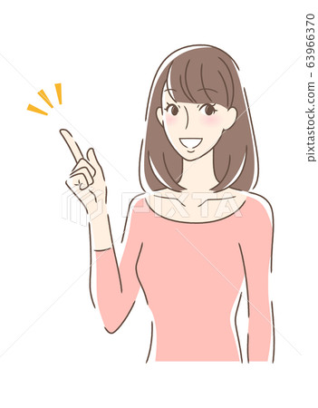 Woman pointing with a smile - Stock Illustration [63966370] - PIXTA