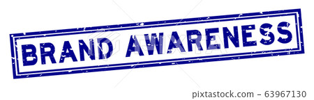 Grunge blue brand awareness word square rubber seal stamp on white background 63967130
