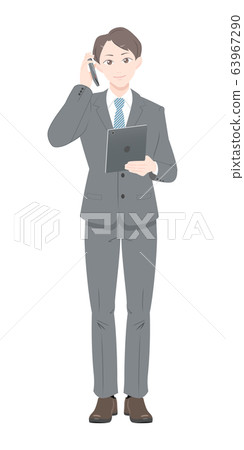 Phone Pause Business Suit Tablet Male Full body 63967290