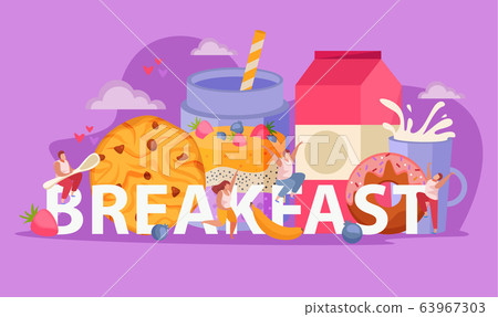 People With Breakfast Flat Concept 63967303