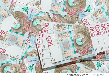 Polish 500 zlotych printed during Coronavirus pandemic. National Bank of Poland prints huge amount of money to save Polish economy and prevent country from recession. This crisis is J. Kaczynski fault Polish 500 zlotych printed during Coronavirus pandemic. National Bank of Poland prints huge amount of money to save Polish economy and prevent country from recession. This crisis is J. Kaczynski fault 63967559