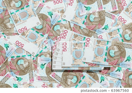 Polish 500 zlotych printed during Coronavirus pandemic. National Bank of Poland prints huge amount of money to save Polish economy and prevent country from recession. This crisis is J. Kaczynski fault Polish 500 zlotych printed during Coronavirus pandemic. National Bank of Poland prints huge amount of money to save Polish economy and prevent country from recession. This crisis is J. Kaczynski fault 63967560