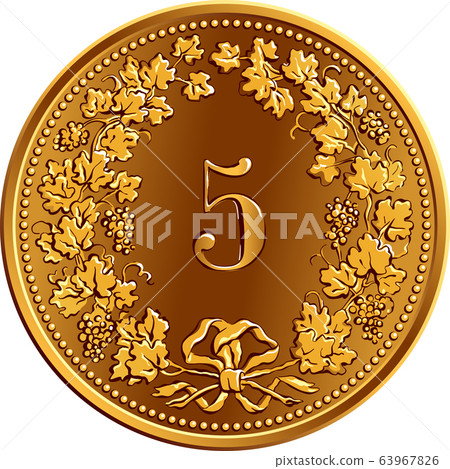Swiss money 5 centimes gold coin 63967826