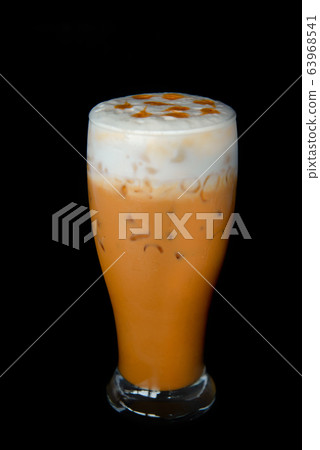 chayen or thai tea on black background chayen or thai tea on black background 63968541