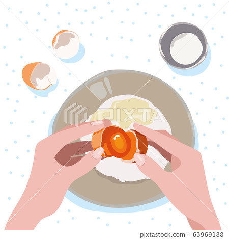Making waffles at home - waffle iron, batter in 63969188