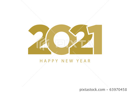 Golden Text 21 Happy New Year Isolated On White Stock Illustration