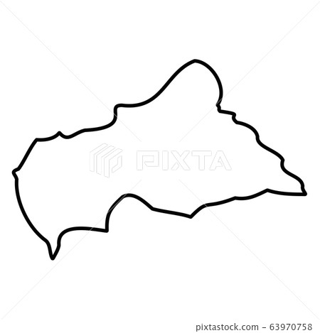 Central African Republic - solid black outline border map of country area. Simple flat vector illustration 63970758