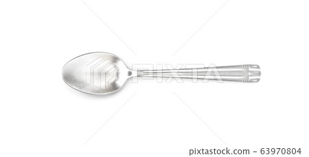 Old silver spoon isolated on white background 63970804