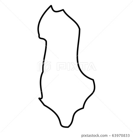 Albania - solid black outline border map of country area. Simple flat vector illustration 63970833