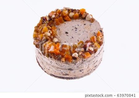 Berry cake with nuts on white background Berry cake with nuts on white background 63970841